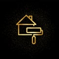 House, paint gold icon. Vector illustration of golden particle background. Real estate concept vector illustration