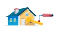 House with paint roller, home improvement in progress, vector design Generative AI Royalty Free Stock Photo