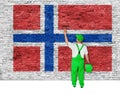 House painter covers wall with flag of Norway Royalty Free Stock Photo