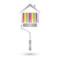 House and painter roller, painter and real estate logo Royalty Free Stock Photo