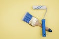 House painter tool on a yellow background Royalty Free Stock Photo