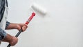 House painter worker at work in the construction site. Building Royalty Free Stock Photo