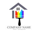 House painting logo. Home house logo icon real estate construction residential symbol vector icon