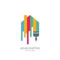 House painting service, decor and repair multicolor icon. Vector logo, label, emblem design. Royalty Free Stock Photo