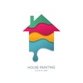 House painting service, decor and repair. Vector logo design. Royalty Free Stock Photo