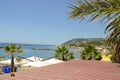 House with palm trees on the beach of monaco Royalty Free Stock Photo