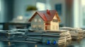 The house on paperwork stacks.AI generated image Royalty Free Stock Photo