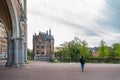 House and park behind Rijksmuseum in museumplein Amsterdam. Baroque and gothic architecture