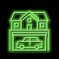 house parking neon glow icon illustration