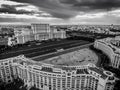 House of Parliament Bucharest Romania black and white version Royalty Free Stock Photo