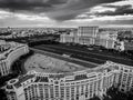 House of Parliament Bucharest Romania black and white version Royalty Free Stock Photo