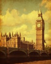 House of Parliament in London, UK. Image in retro style