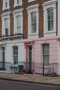 House with pastel pink ground floor in Primrose Hill, London, UK