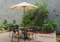 House patio with table and chairs Royalty Free Stock Photo