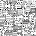 House pattern. Doodle sketch style