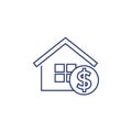 house payments, mortgage line icon on white