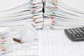 House and pencil have blur pile overload document and calculator Royalty Free Stock Photo