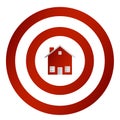 Red target with house as the bullseye