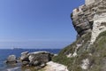 House perched on limestone cliffs, Bonifacio, Corsica, France