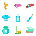 House personal hygiene icon set, cartoon style Royalty Free Stock Photo