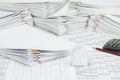 House and pile paperwork of report with colorful paperclip Royalty Free Stock Photo