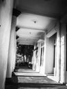 house pillars lined with black and white effect.