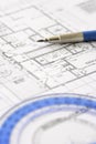 House plan blueprint - Architect design Royalty Free Stock Photo