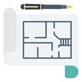 House Plan Color vector icon fully editable Royalty Free Stock Photo