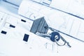 House plan and key Royalty Free Stock Photo