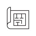 House plan line icon on white Royalty Free Stock Photo