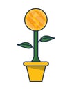 House plant coin isolated icon