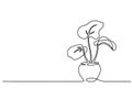 House plant in pot Continuous one line drawing Royalty Free Stock Photo