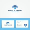 House plumbing service logo set with pipe and water drop Royalty Free Stock Photo