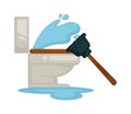 House plumbing toilet leakage or clogging plumber repair tools vector icons Royalty Free Stock Photo