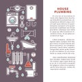 House plumbing vector poster or infographics template for bathroom and kitchen