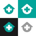 House and plus symbol, home clinic logo template - Vector