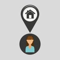 House pointer map girl design icon