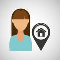 House pointer map girl design icon