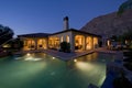 House With Pool In Backyard At Dusk Royalty Free Stock Photo