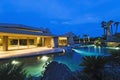 House With Pool In Backyard At Dusk Royalty Free Stock Photo