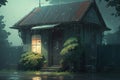 house in the pouring rain. Generated by AI Royalty Free Stock Photo