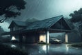 house in the pouring rain. Generated by AI Royalty Free Stock Photo