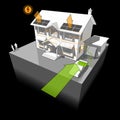 House powered with electrocar and photovoltaic panels house diagram