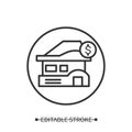 House price icon. Buying first home or real estate mortgage rate simple vector illustration