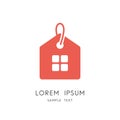 House price tag logo - home with window and label symbol