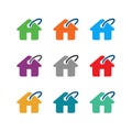 House and price tag logo set. Collection of home sell symbol - Vector Royalty Free Stock Photo