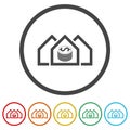 House price or value increase icon. Set icons in color circle buttons Royalty Free Stock Photo