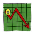 House prices going down illustration Royalty Free Stock Photo