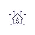 House prices growing line icon Royalty Free Stock Photo