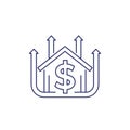 house prices growing, up line icon, vector Royalty Free Stock Photo